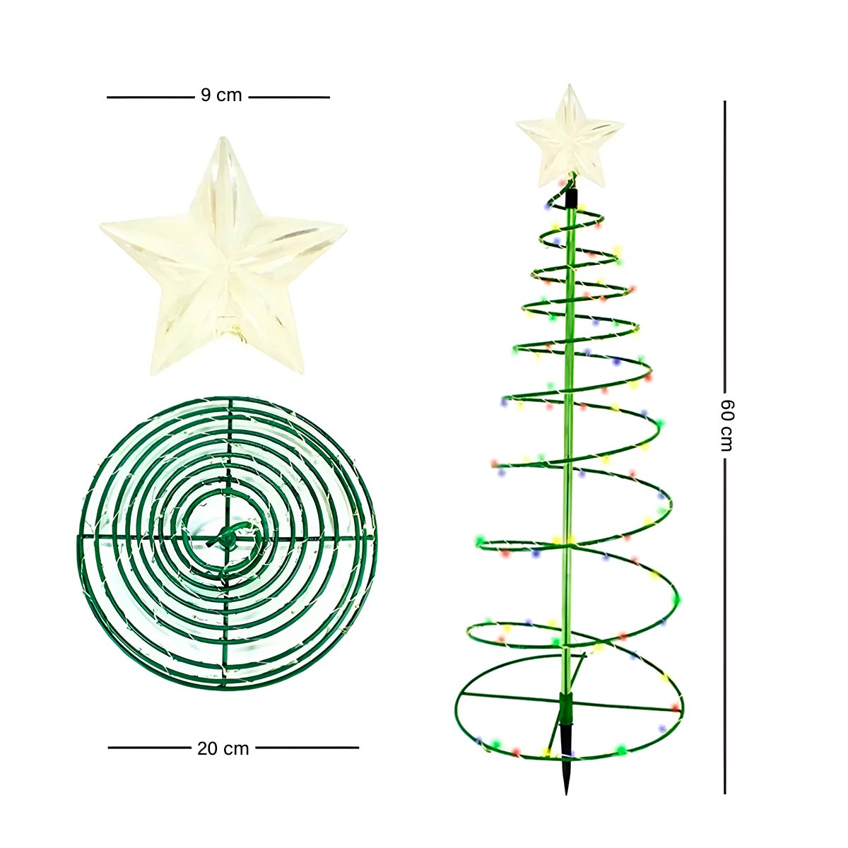 Árbol de Navidad Solar Espiral 60cm