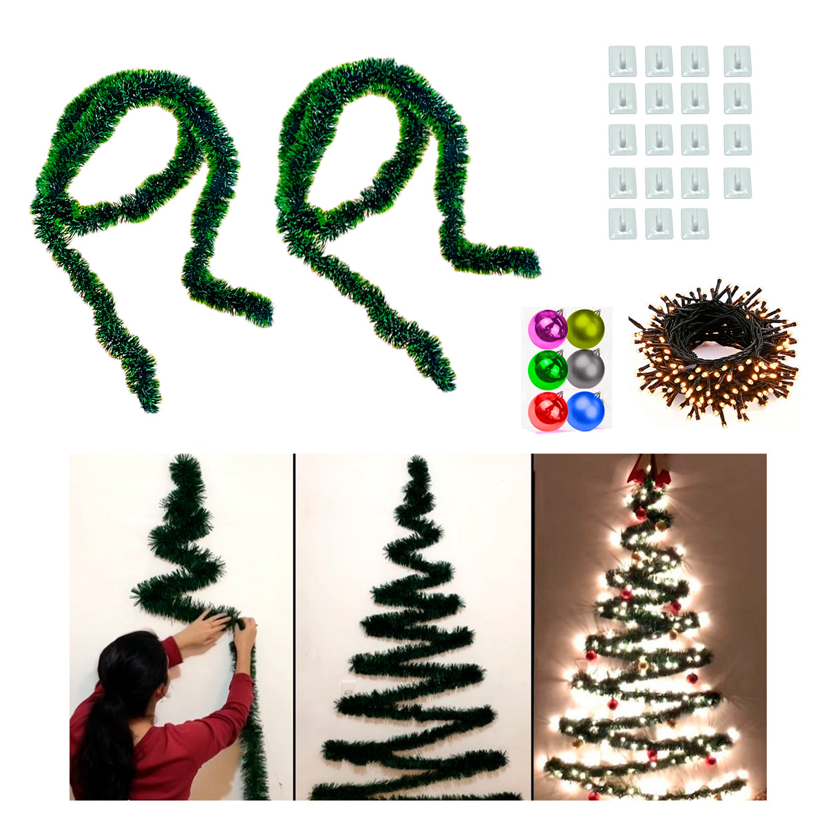 Árbol Navidad de Pared - Kit Completo