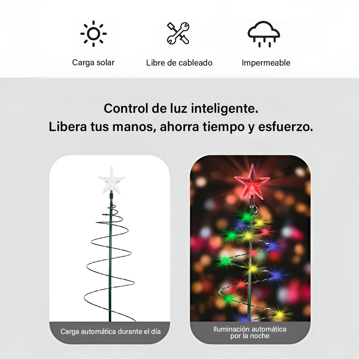 Árbol de Navidad Solar Espiral 60cm